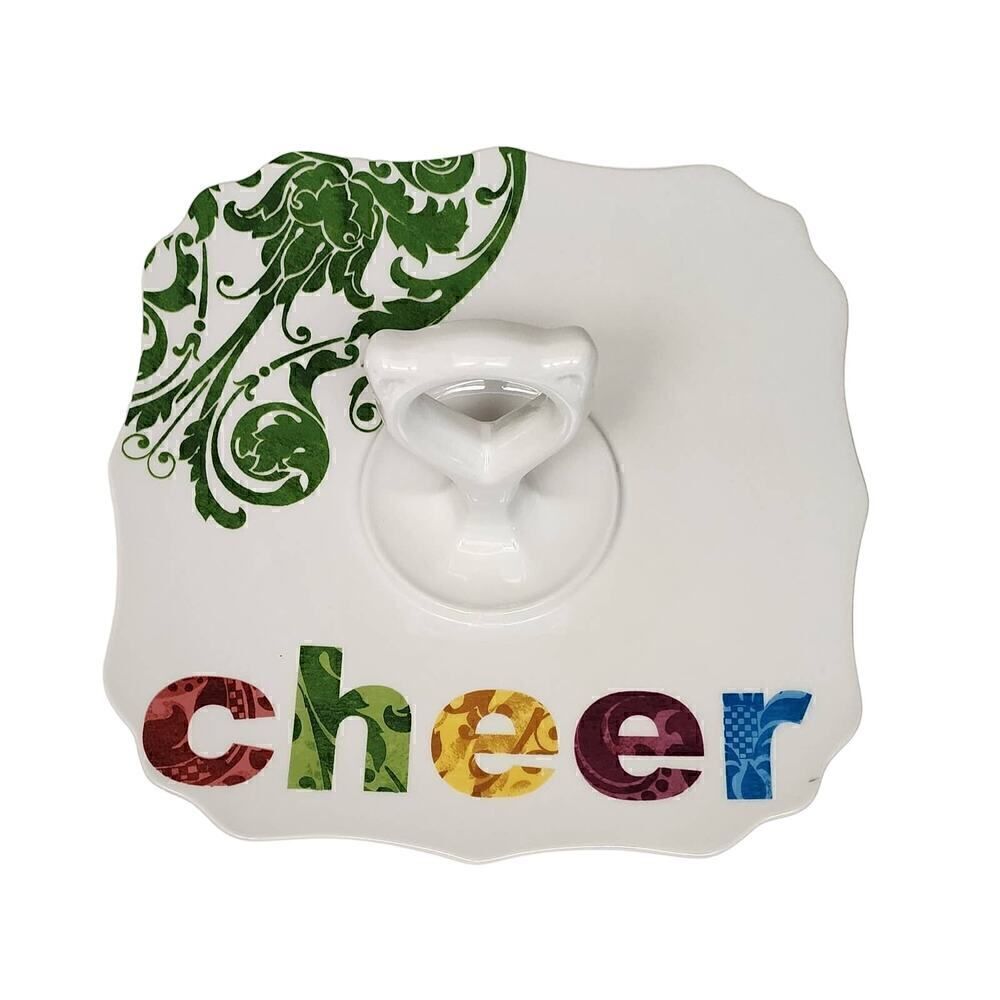 Rosanna Studio "Cheer" Square 9.5" X 9.5" Ceramic Tidbit Tray Serving Tray